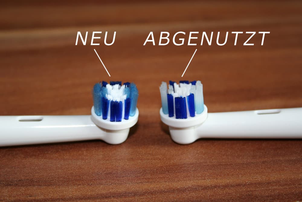 Aufsteckbürsten-Vergleich: Neu und abgenutzt